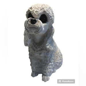 Vintage Classic Critters White Poodle  1984 UDC Resin With Glass Eyes 7” tall